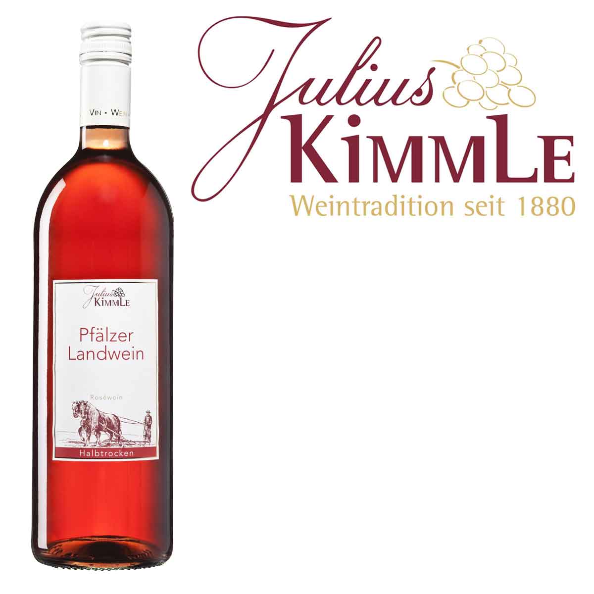 Julius-Kimmle-Pf_lzer-Landwein-Rose-1_0-Ltr-Flasche-2021-12-16-Fl-Logo-RefidD7dfLb6HCT Julius Kimmle Pfälzer Landwein Rosé halbtrocken