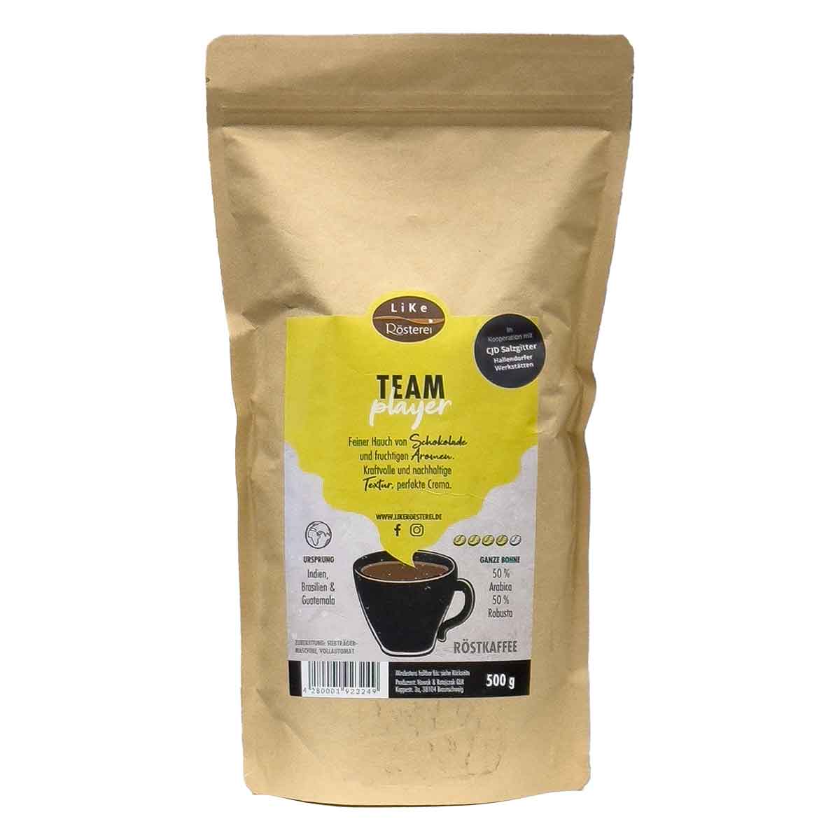 LiKe Kaffee "Teamplayer" Hausmischung ganze Bohne