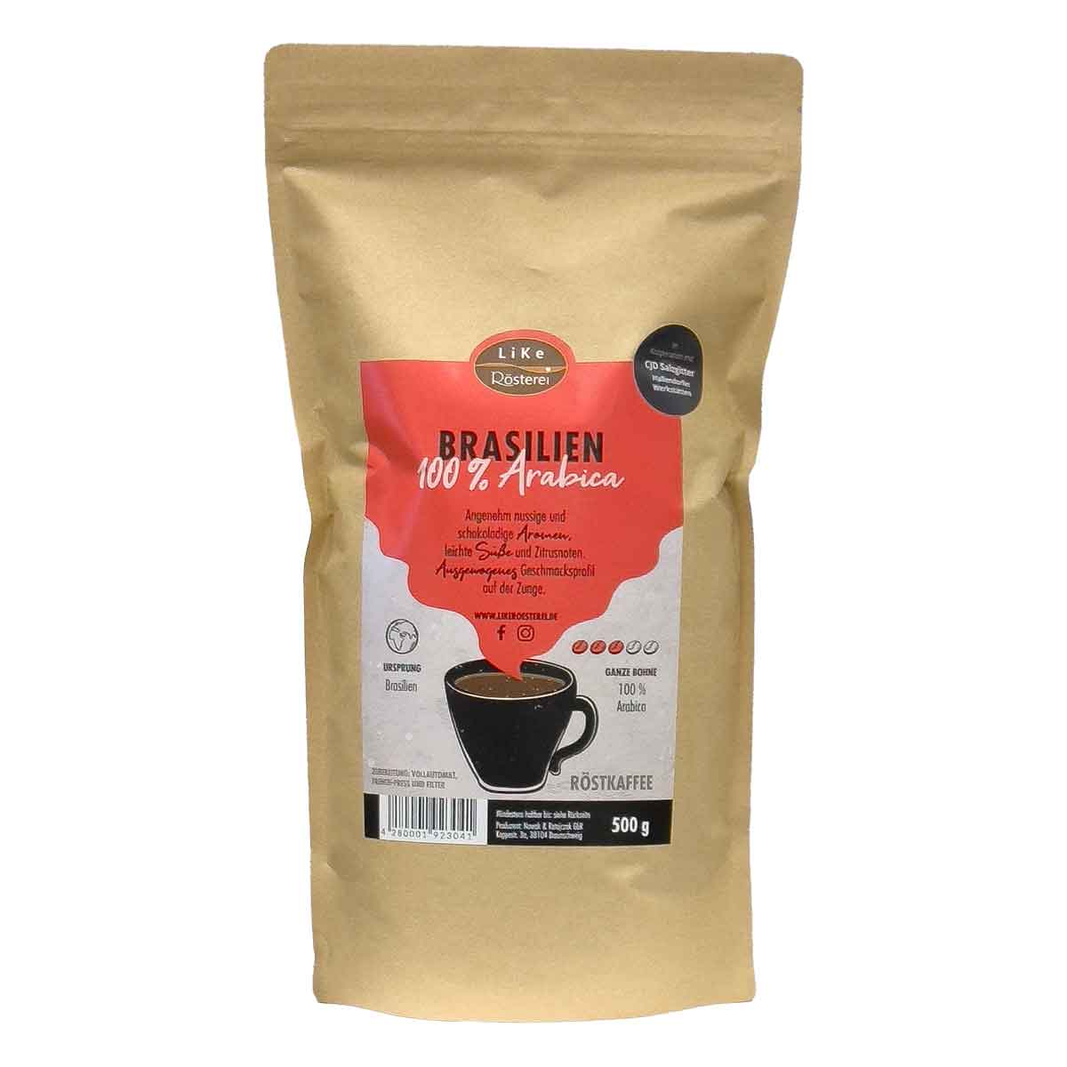 LiKe Kaffee Brasilien ganze Bohne